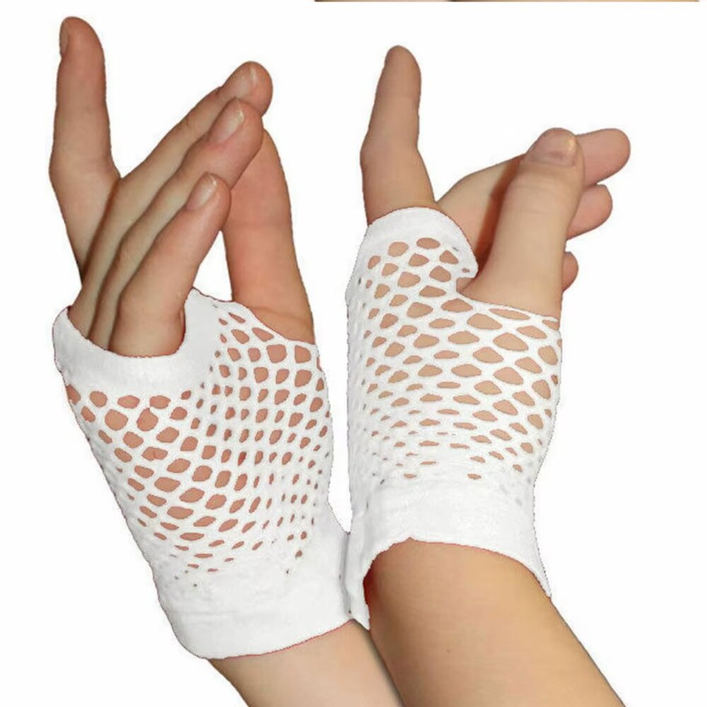 On Trend Fishnet fingerless gloves in snow white NEW